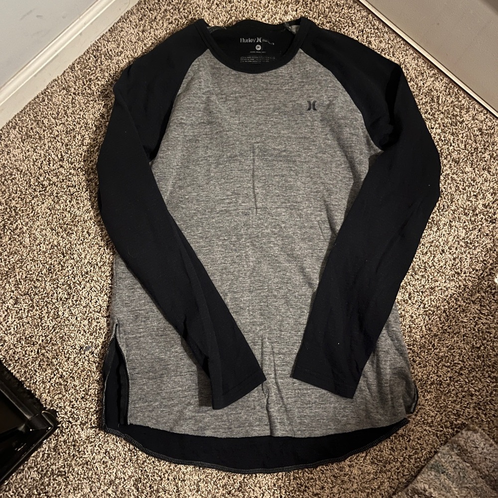 Hurley Gray and Black Raglan Long Sleeve Tee